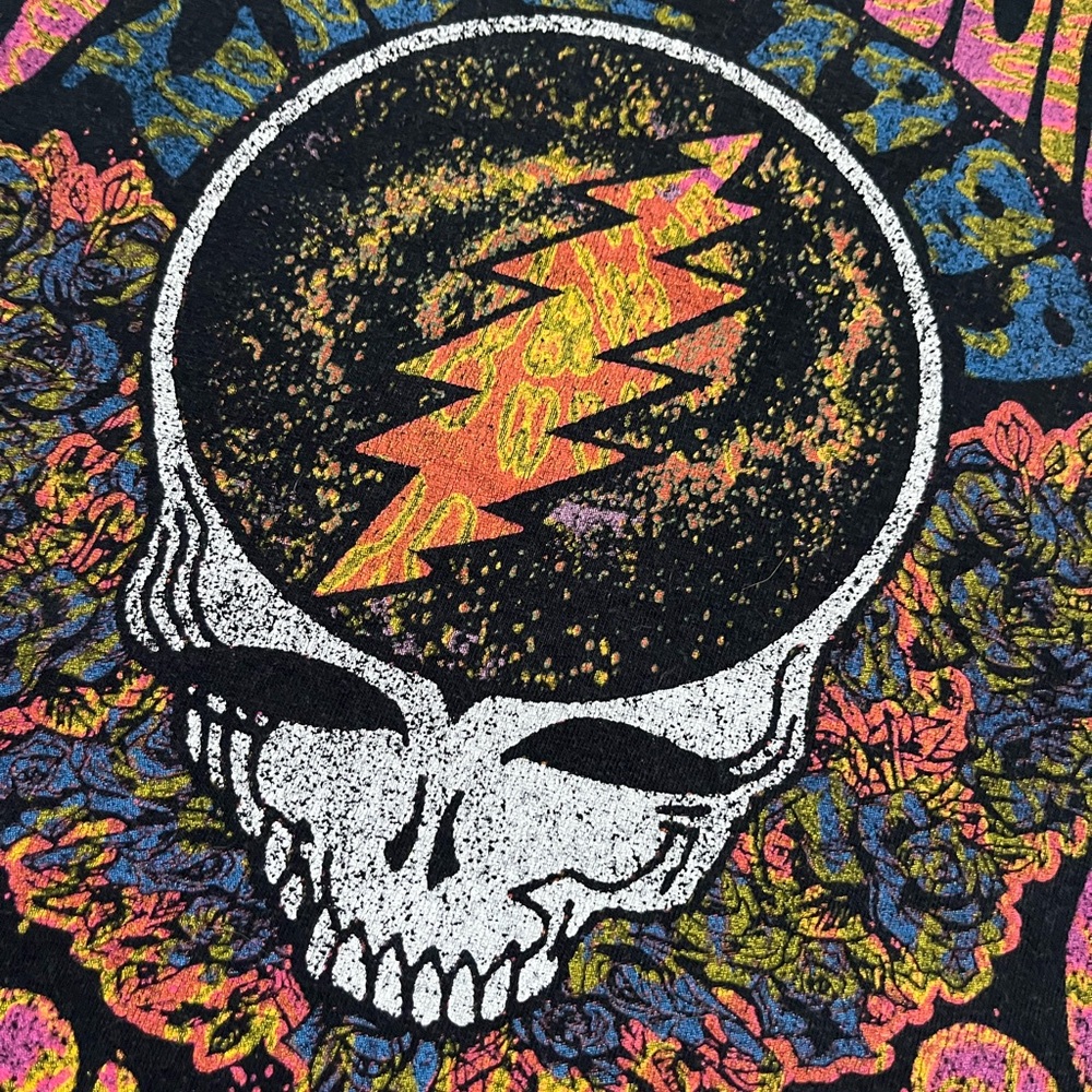 🐢 '22 Grateful Dead Band Flowered Funk Color Junk Food Thick Cotton Skull Tee - Picture 8 of 13